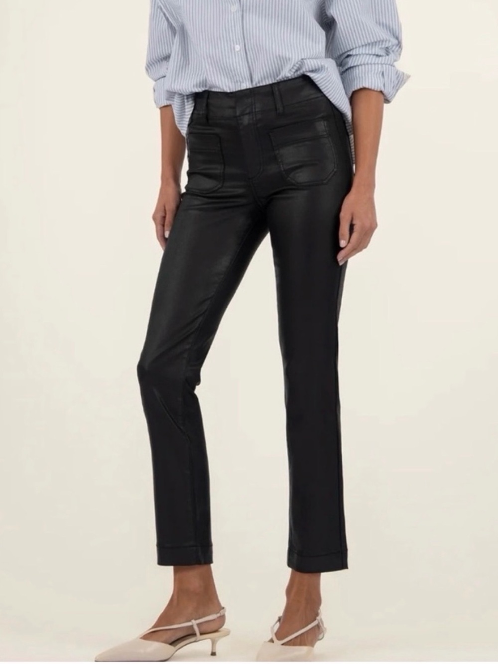 Kut from the Kloth Black Reese Coated Mid Rise
Ankle Straight Leg